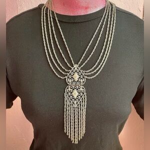 Vintage Silver Multi-Layer Statement Necklace 70’s